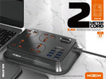 Charger l'image dans la galerie, Multiprise MOXOM 2 Mètres 3.4A - 4 Prises + 6 Ports USB Auto-ID